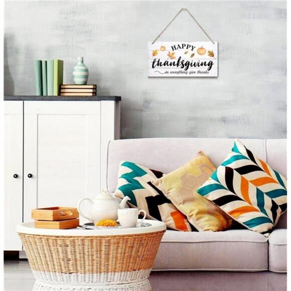 Fall Decoration Thanksgiving Decor Hanging Wood Sign Home Decorative Pumpkin - Picture 4 of 6